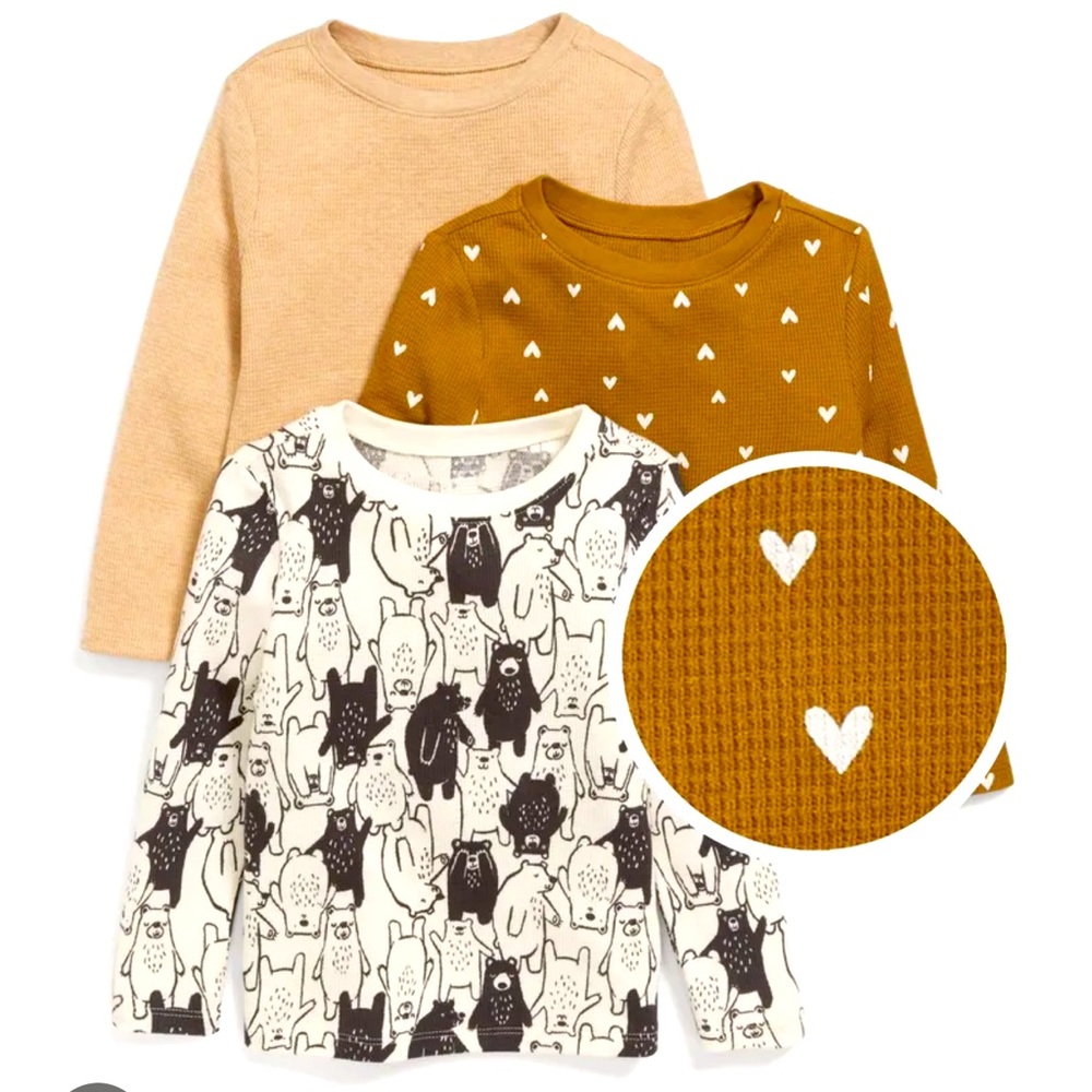🫶 🐻 4T GAP/OLD NAVY Toddler 3-pack thermal long sleeve shirt
